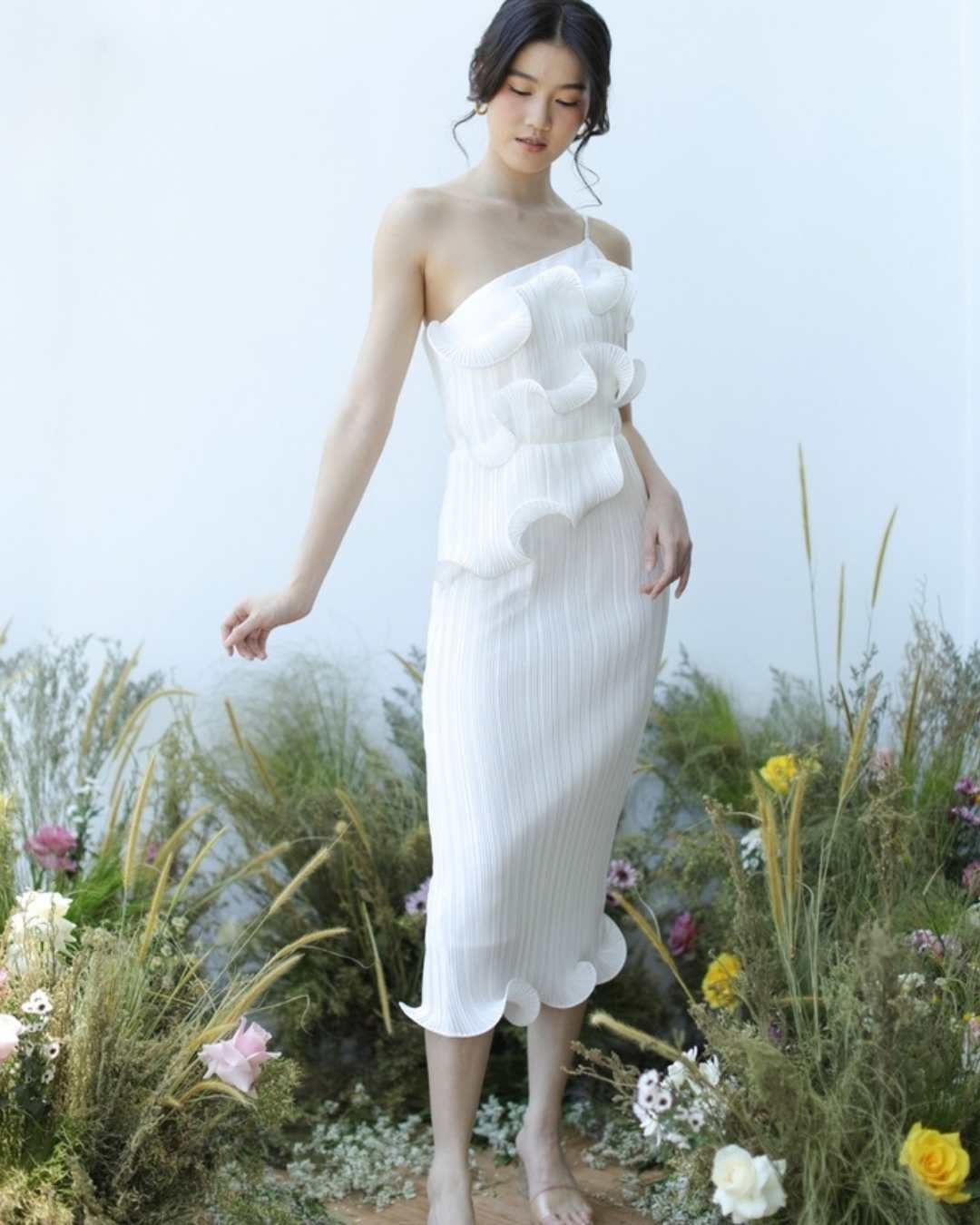 Haven Pleated dress in White