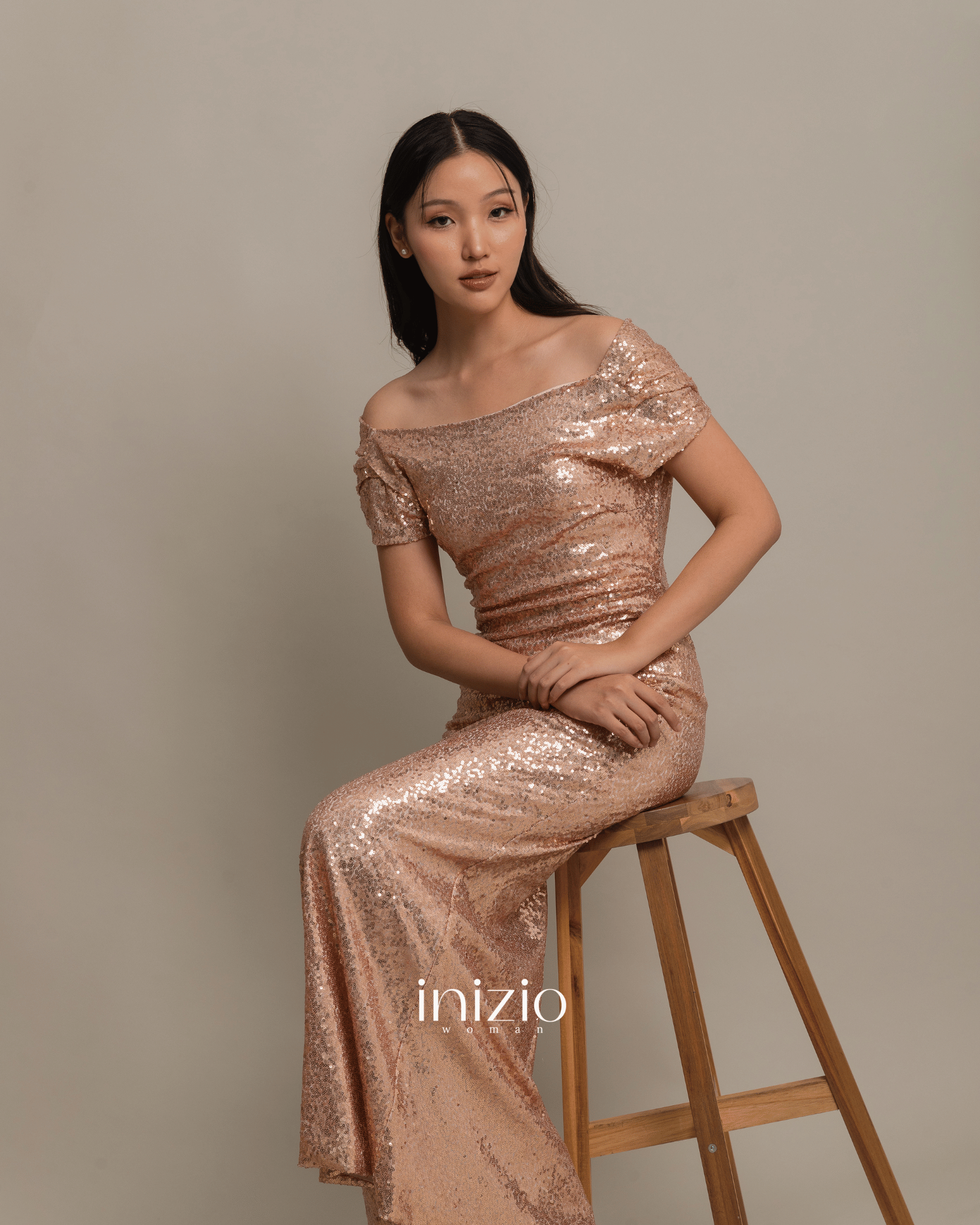 Adeline sequin dress in Rose Gold