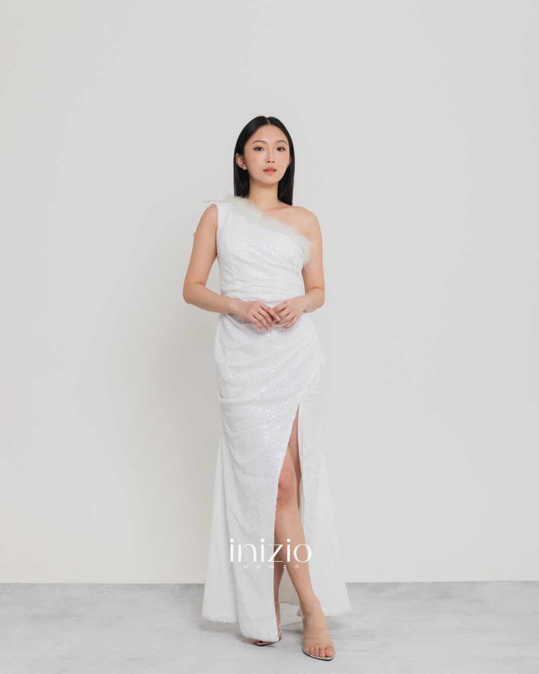 Arin Sequin White dress